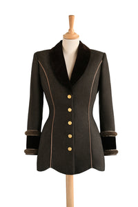 Reynolds No.6 Long Jacket in Brown with Brown Velvet front view