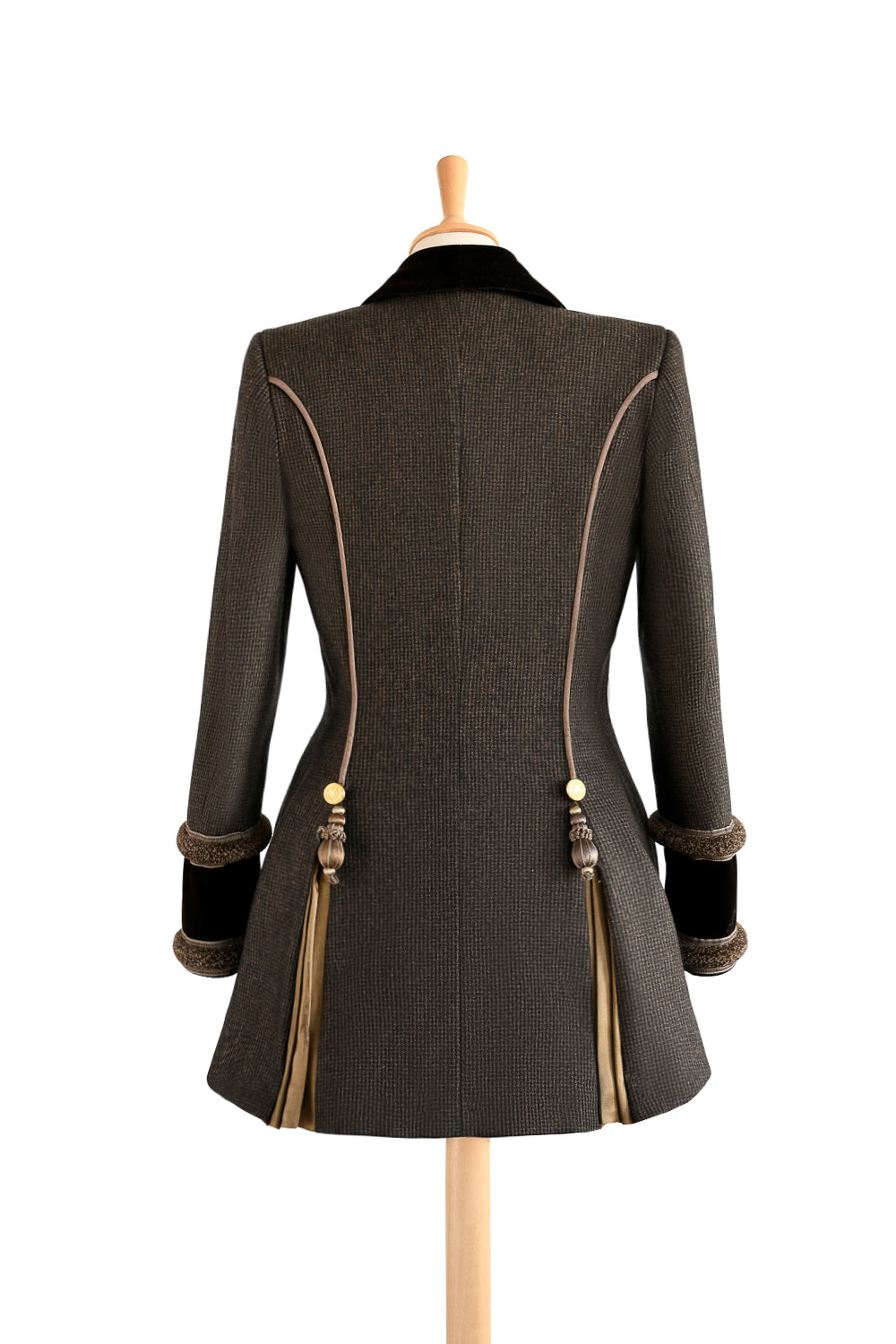 Reynolds No.6 Long Jacket in Brown with Brown Velvet back view