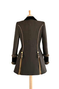 Reynolds No.6 Long Jacket in Brown with Brown Velvet back view