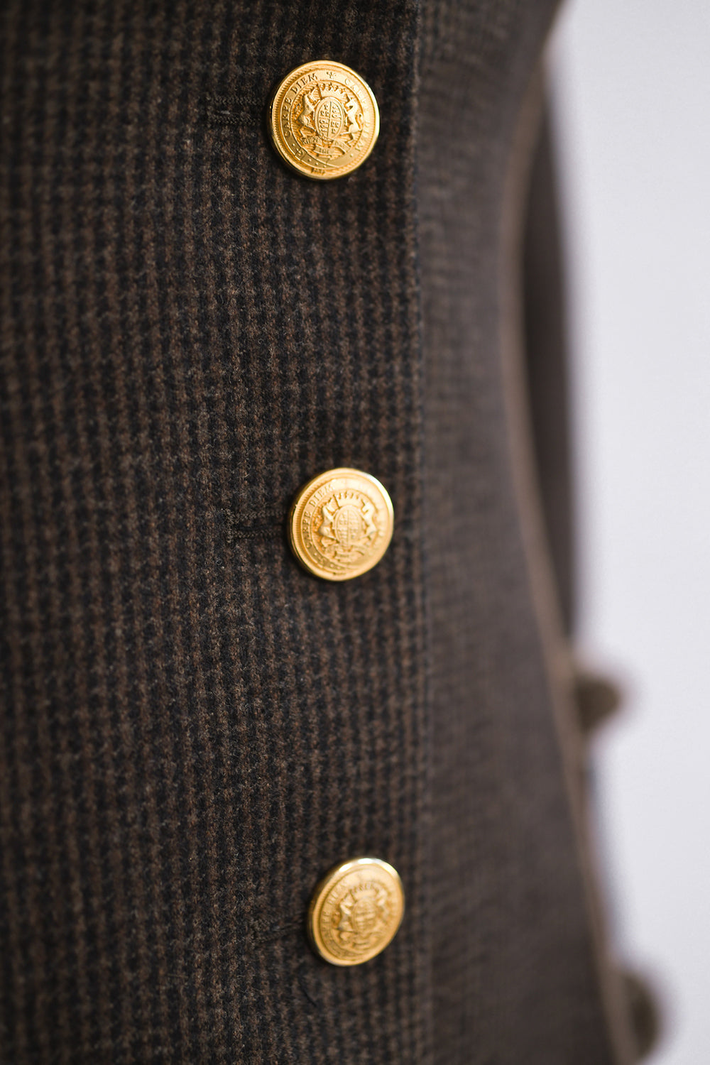 Reynolds No.6 Long Jacket in Brown with Brown Velvet button detail