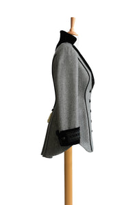 Lawrence No.9 in Black and Ivory Mini Houndstooth with Black Velvet side view