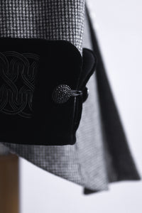 Lawrence No.9 in Black and Ivory Mini Houndstooth with Black Velvet cuff detail