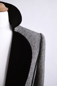 Lawrence No.9 in Black and Ivory Mini Houndstooth with Black Velvet front detail