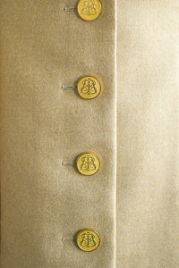 Lawrence No.7 Long Jacket in Camel Tan with Brown Velvet button detail