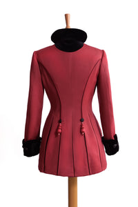 Lawrence No.8 Long Jacket in Red with Black Velvet back view