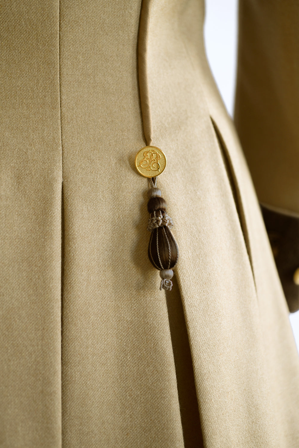 Lawrence No.7 Long Jacket in Camel Tan with Brown Velvet back detail