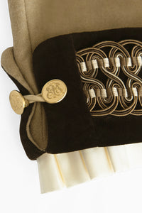 Lawrence No.7 Long Jacket in Camel Tan with Brown Velvet cuff detail