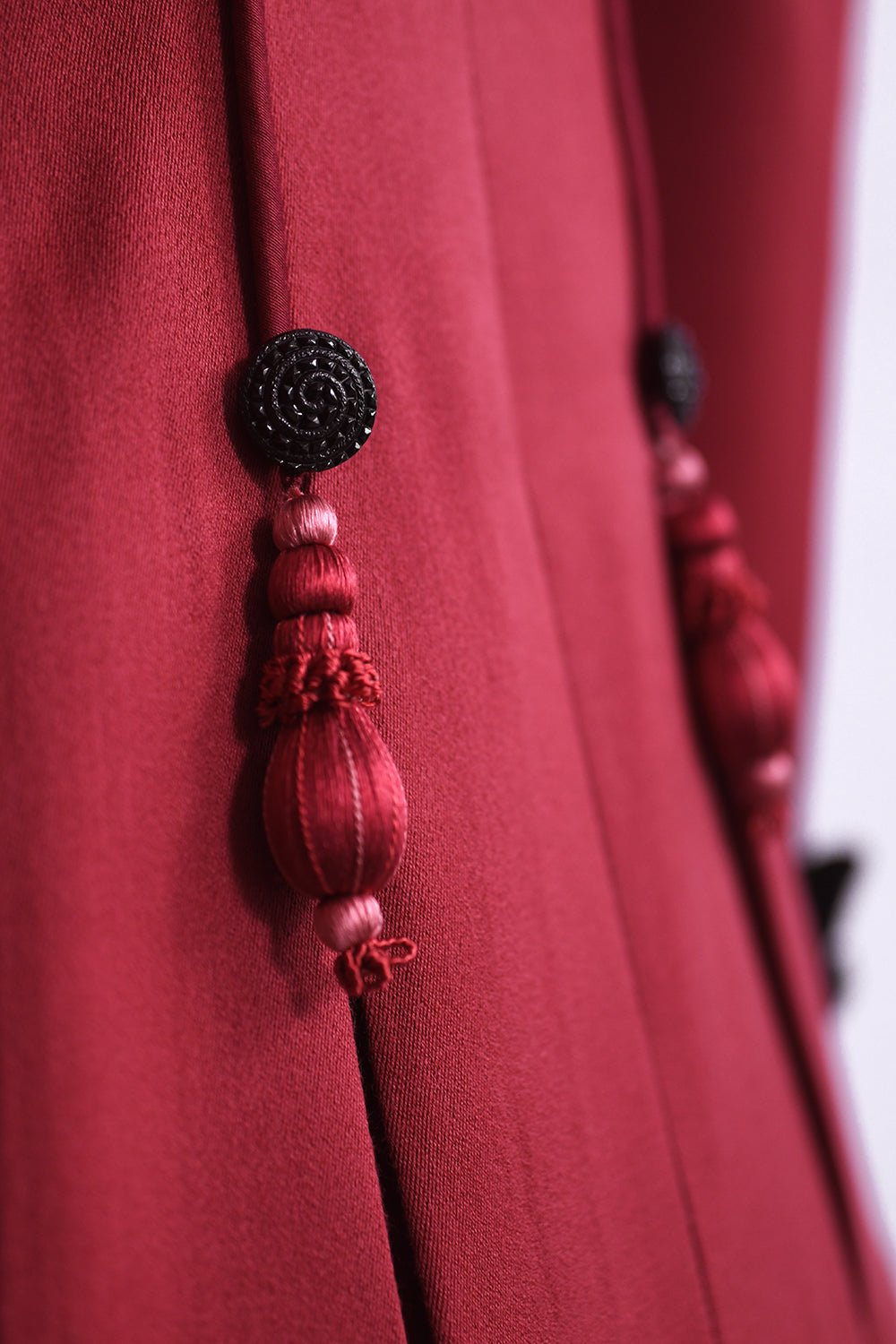 Lawrence No.8 Long Jacket in Red with Black Velvet back detail