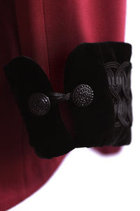 Lawrence No.8 Long Jacket in Red with Black Velvet cuff detail
