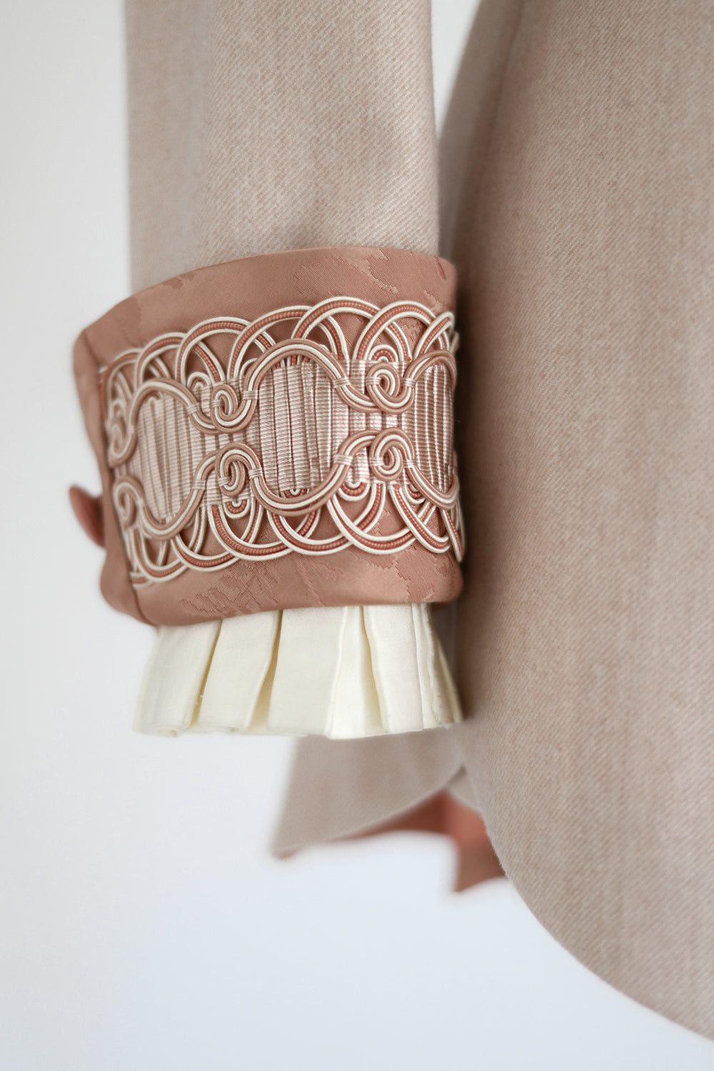 Gainsborough No.1 Long Jacket in Pale Pink cuff detail